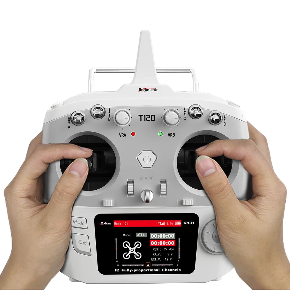RadioLink T12D 12CH RC Transmitter 2.4GHz 2.8Inch 4000M Distance with R12F Receiver for FPV Drone Fixed Wing Car Boat Robot