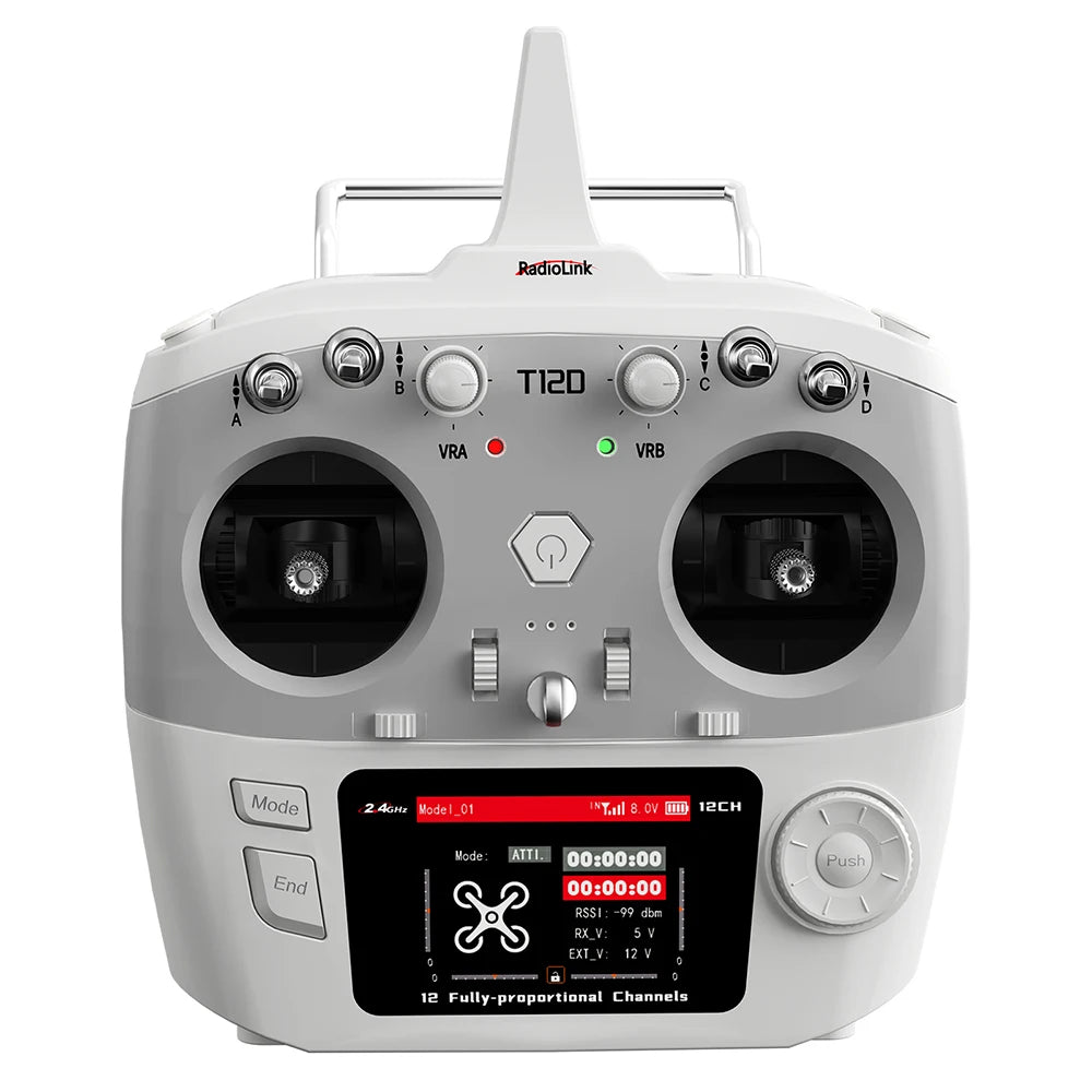 RadioLink T12D 12CH RC Transmitter 2.4GHz 2.8Inch 4000M Distance with R12F Receiver for FPV Drone Fixed Wing Car Boat Robot
