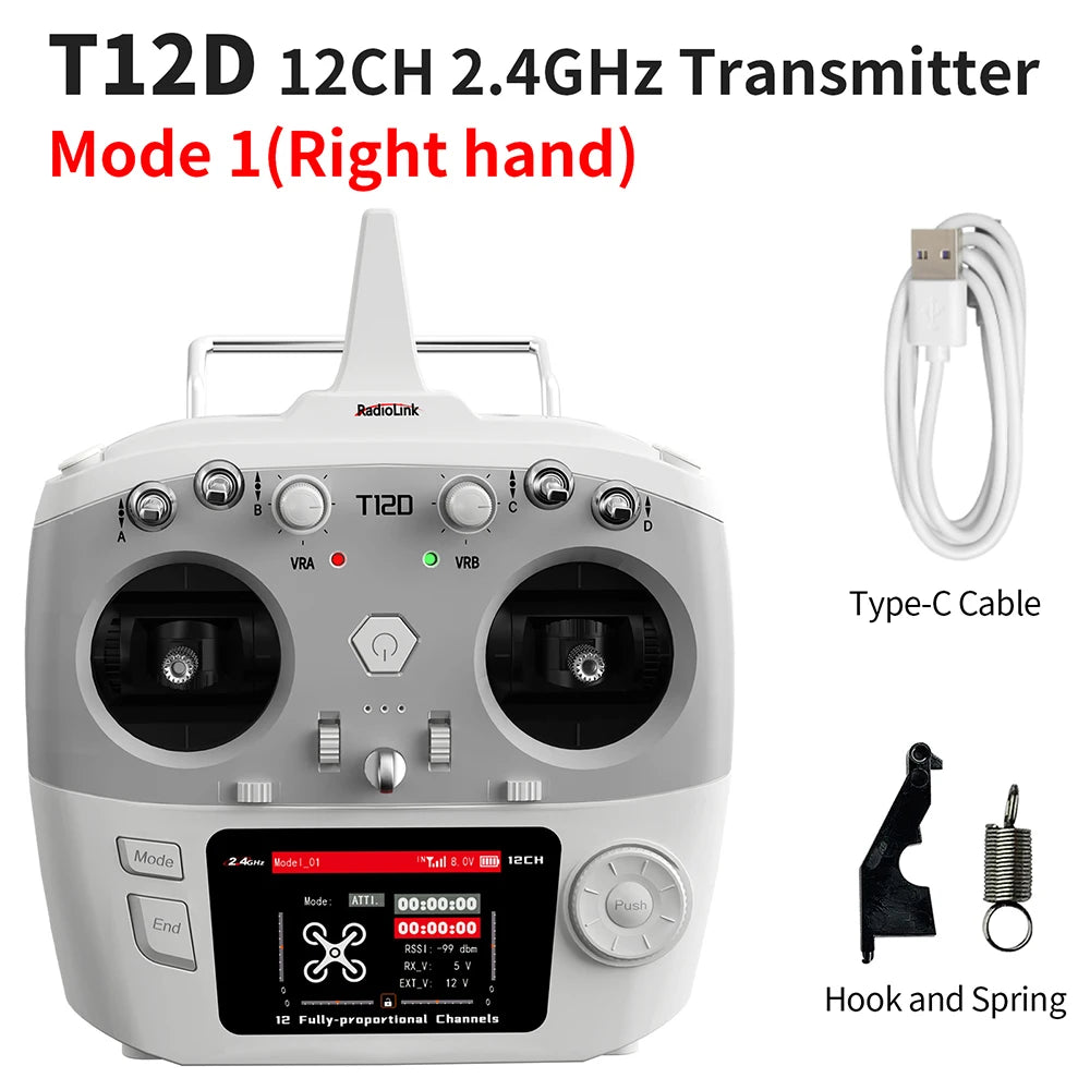 RadioLink T12D 12CH RC Transmitter 2.4GHz 2.8Inch 4000M Distance with R12F Receiver for FPV Drone Fixed Wing Car Boat Robot